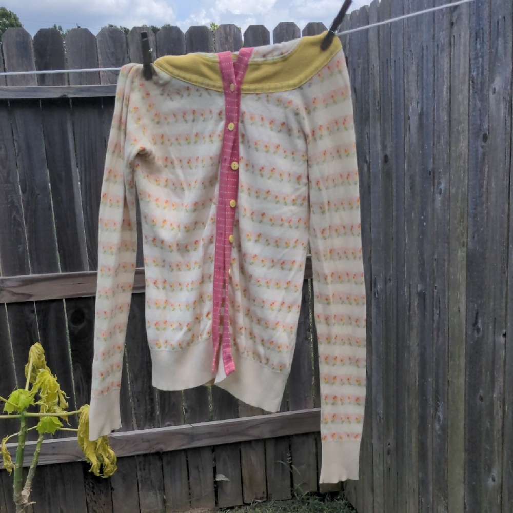 Sparrow Yellow and Pink Women's Cardigan